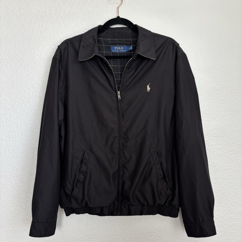 Vintage Black Polo Ralph Lauren Men's Harrington Bomber Jacket Medium Lined